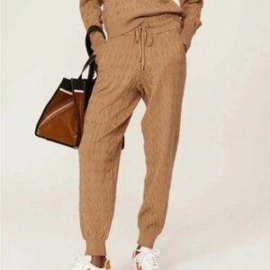 Veronica Beard Tan Cable Knit Joggers
